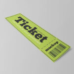 Perspective View of Vertical Paper Ticket Mockup