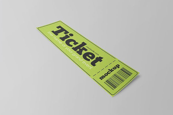 Perspective View of Vertical Paper Ticket Mockup