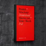 Perspective View of Vertical Poster Mockup on Brick Wall