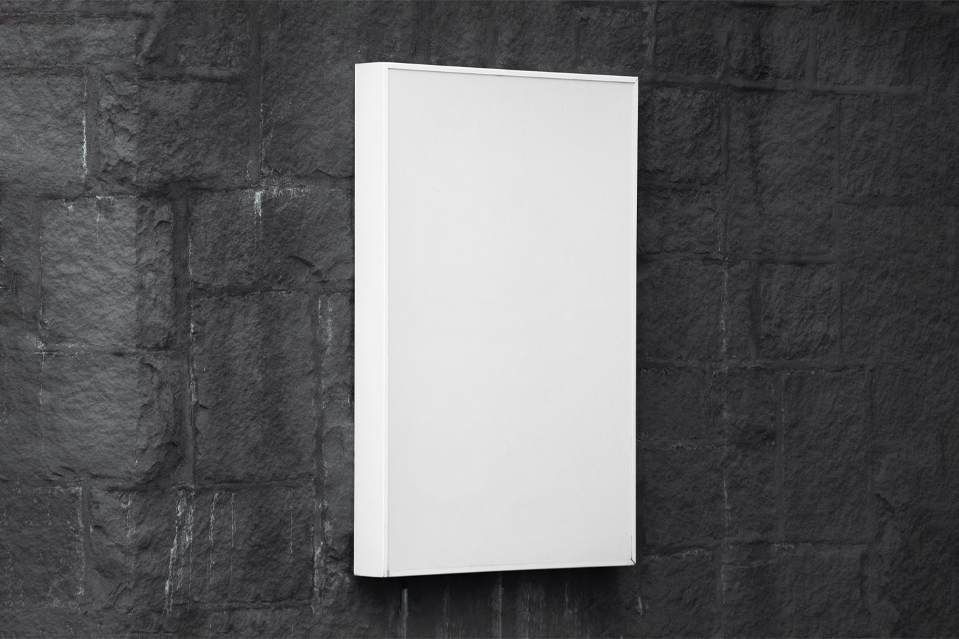 Perspective View of Vertical Poster Mockup on Brick Wall FREE PSD
