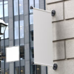 Perspective View of Vertical Shop Sign Mockup