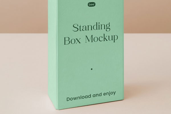 Perspective View of Vertical Standing Box Mockup