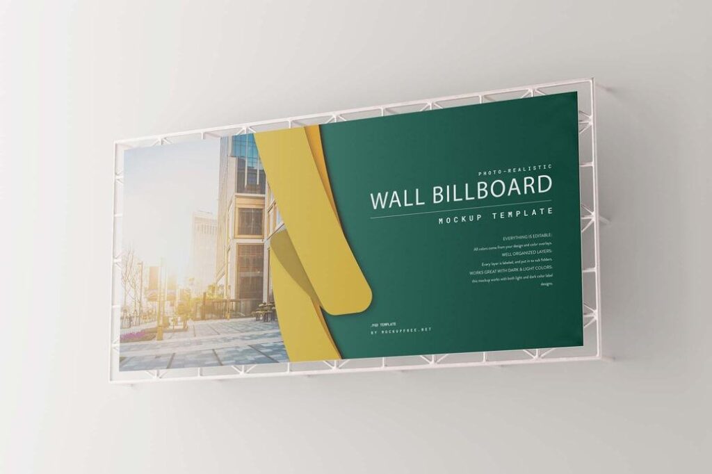 Perspective View of Wall Billboard Mockup