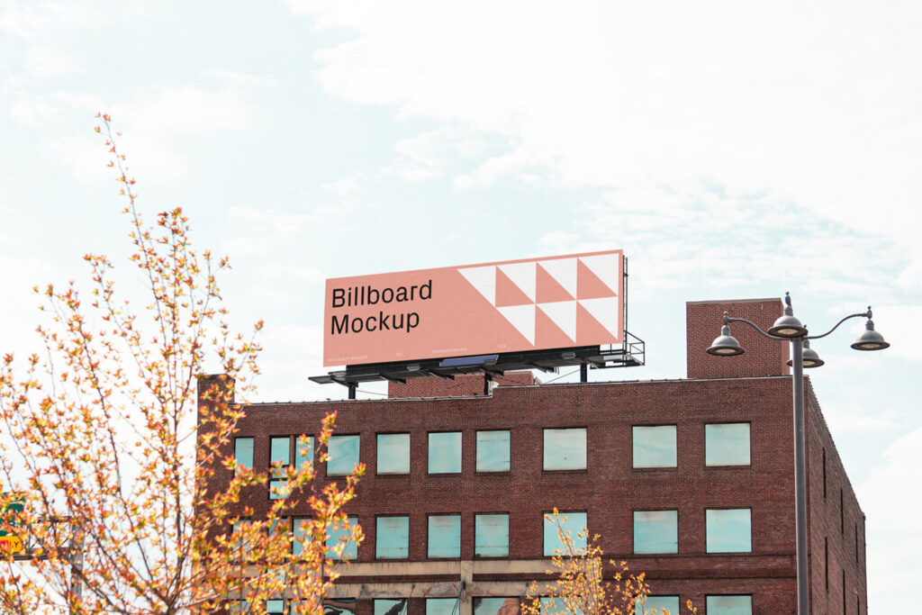 Perspective View of Wide Billboard Mockup