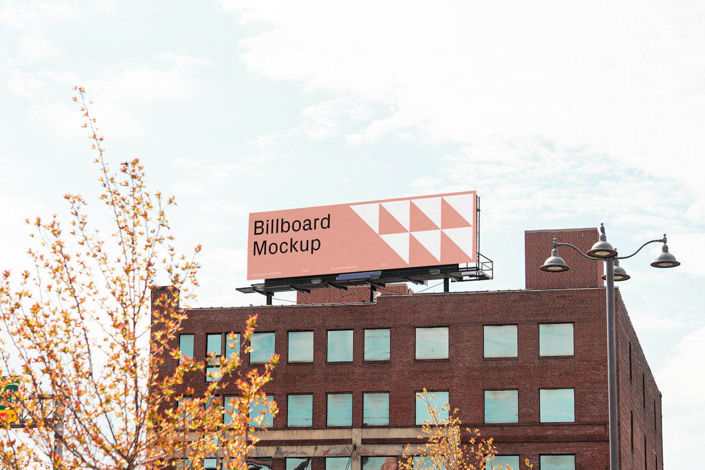 Perspective View of Wide Billboard Mockup FREE PSD