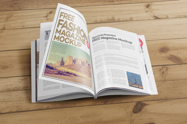 Perspective View Open Flipped Catalog Mockup