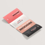 Perspective View Roll Fold Brochure Mockup