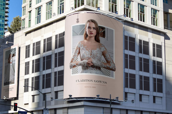 Perspective View Spectacular Billboard Mockup on the Building