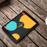 Perspective View Tablet Mockup with a Cup of Coffee