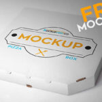Perspective View Take-away Pizza Box Mockup on Floor