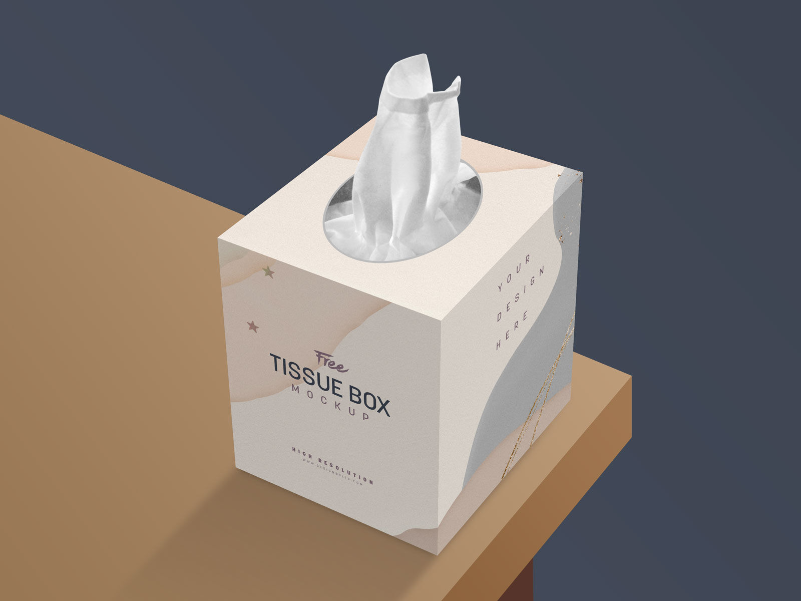 Perspective View Tissue Box on Table Mockup FREE PSD