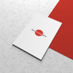 Perspective View Vertical Business Card Mockup on Marble Floor