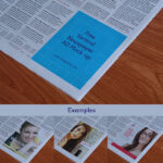 Perspective View Vertical Newspaper Ad on the Page Corner Mockup