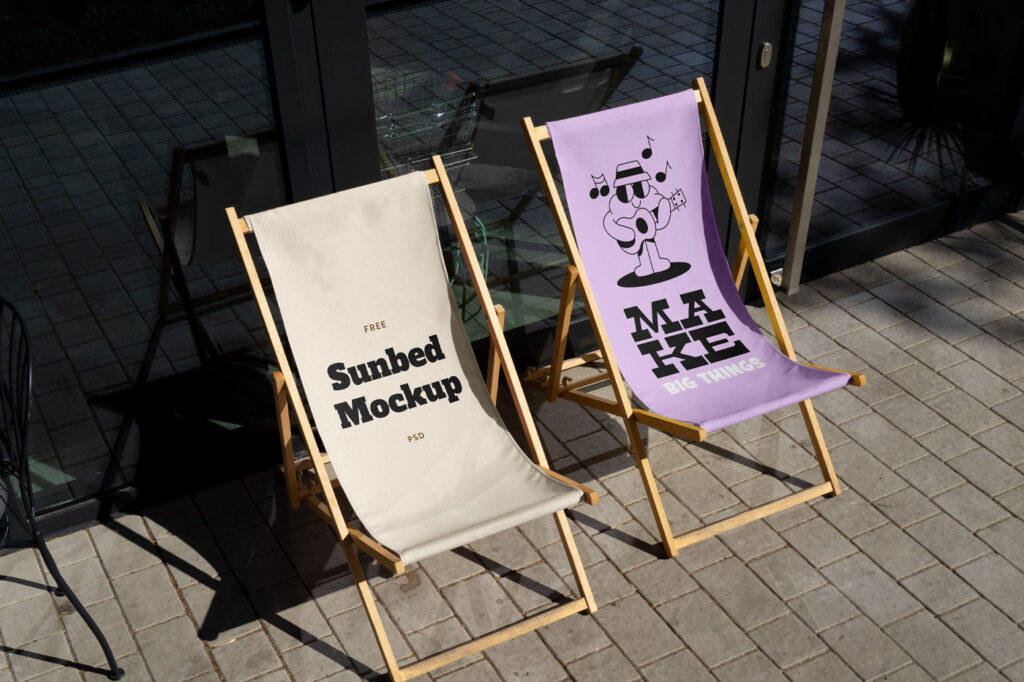 Perspective Vision of 2 Sunbeds Mockup