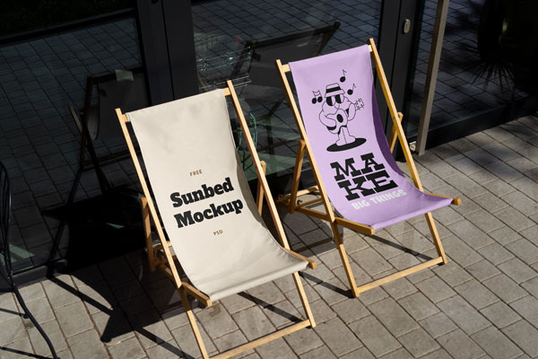 Perspective Vision of 2 Sunbeds Mockup