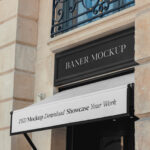 Perspective Vision of Banner Mockup with Awning
