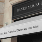 Perspective Vision of Banner Mockup with Awning