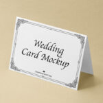 Perspective Vision of Folded Wedding Card Mockup