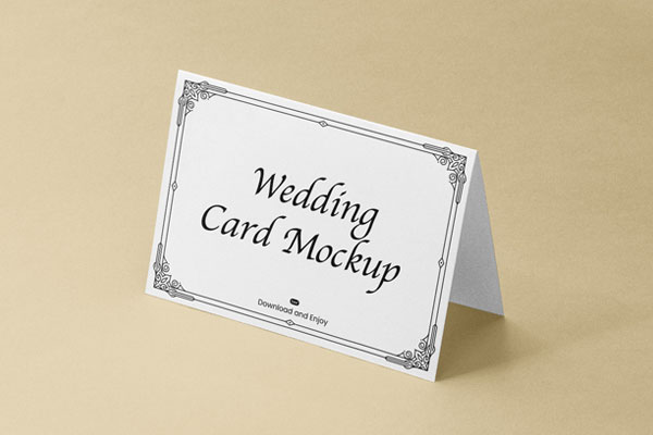 Perspective Vision of Folded Wedding Card Mockup