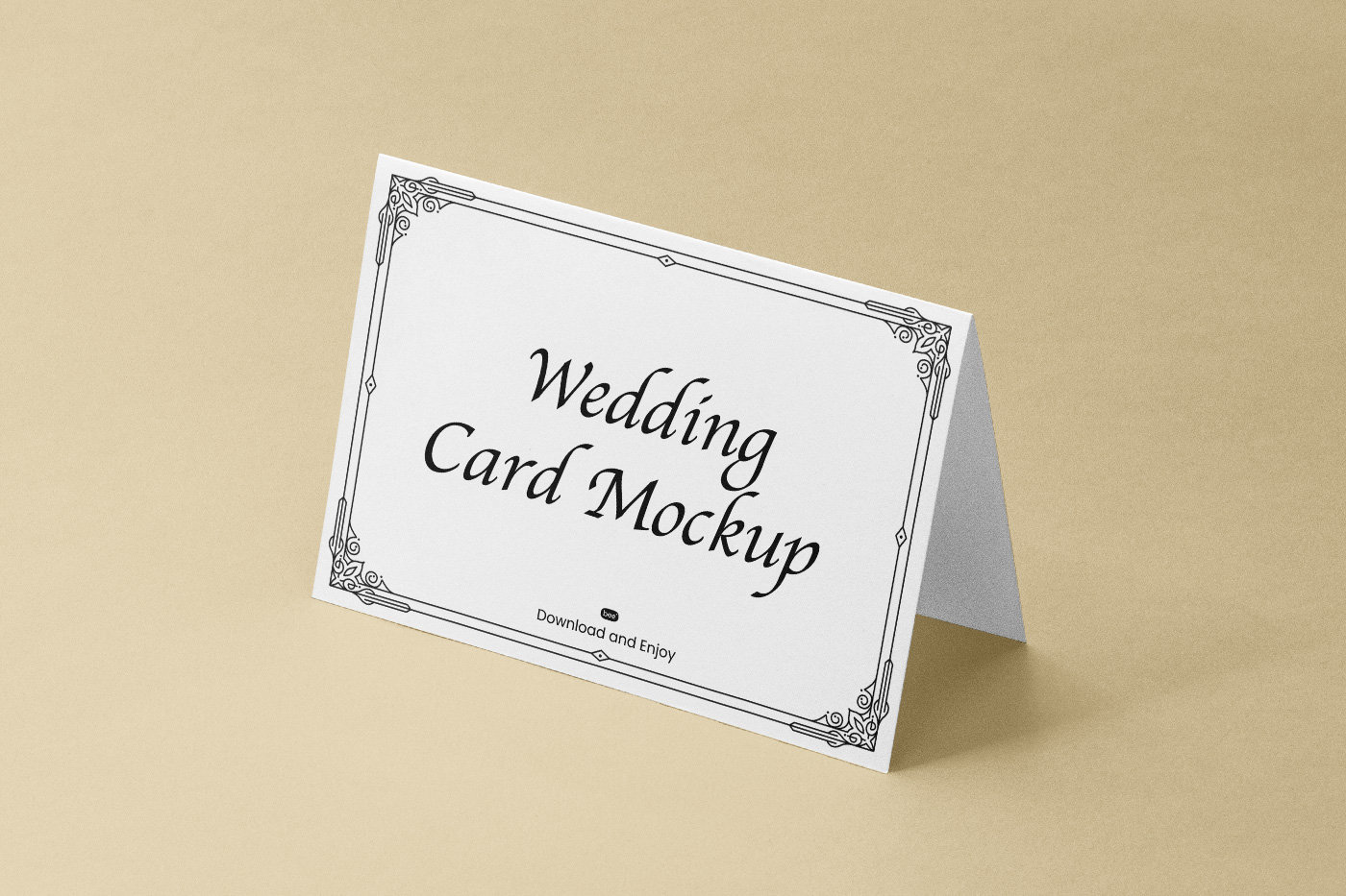 Perspective Vision of Folded Wedding Card Mockup FREE PSD