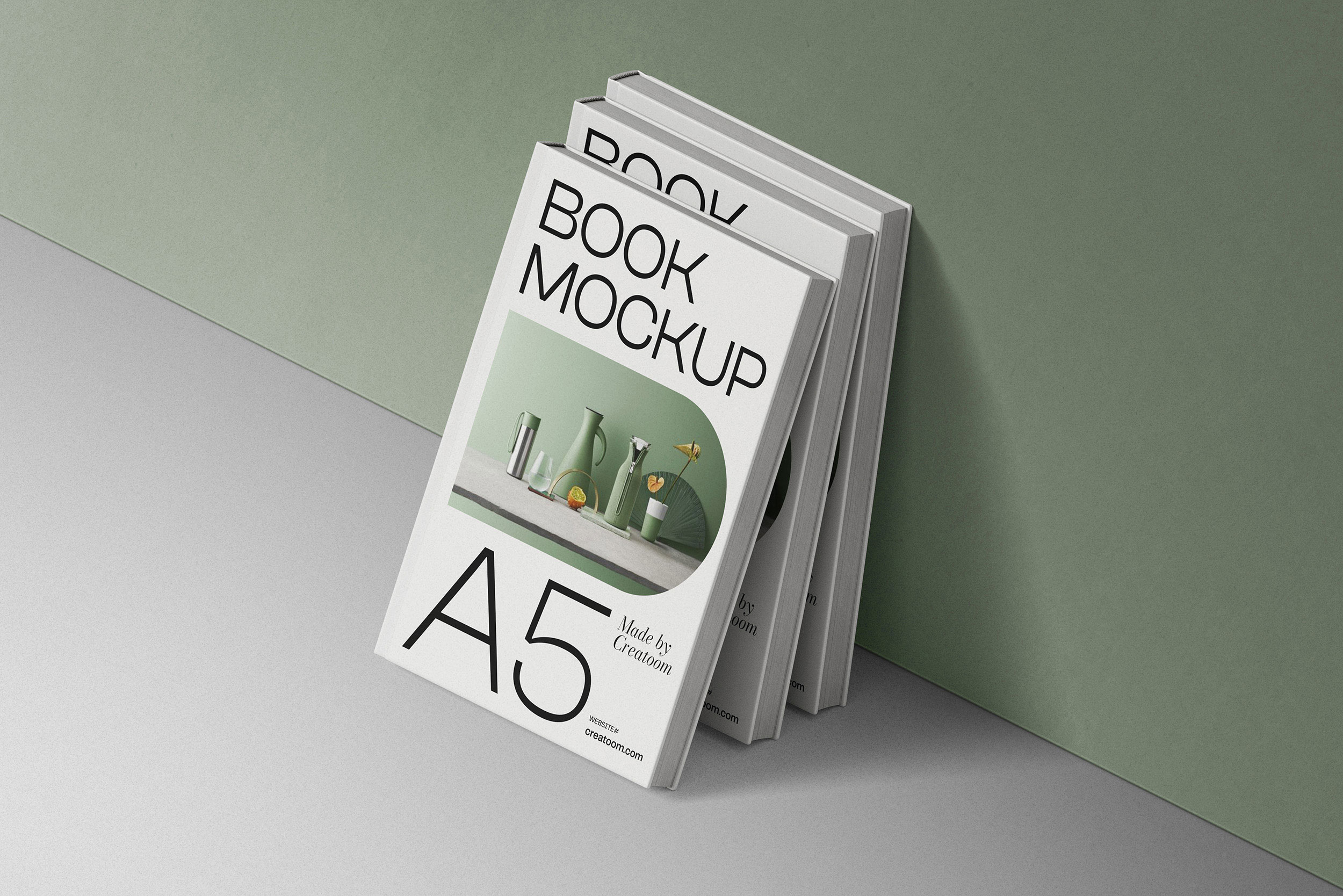 Free Perspective Vision of Hard Cover Books Mockup By Wall PSD Template