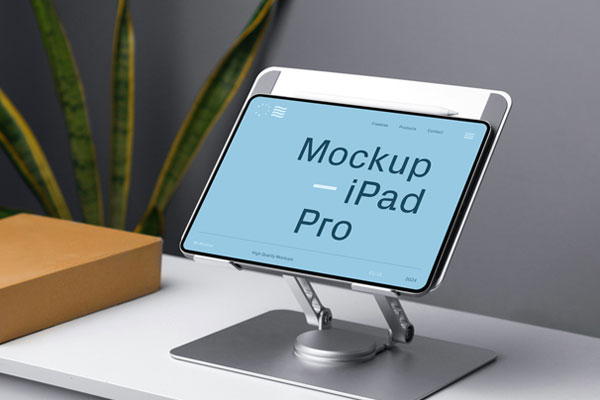 Perspective Vision of iPad Pro Mockup in Dock