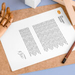 Perspective Vision of Letterhead Mockup with Wooden Hand