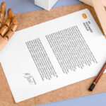 Perspective Vision of Letterhead Mockup with Wooden Hand