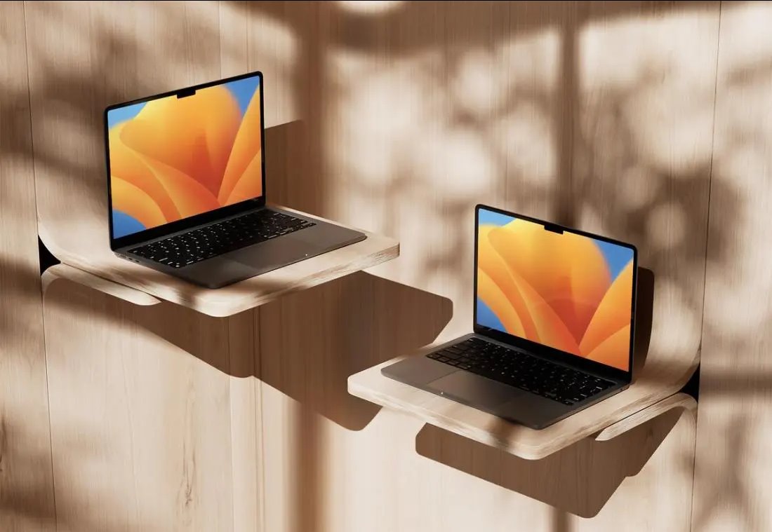 Perspective Vision of M2 Macbook Air Mockup FREE PSD