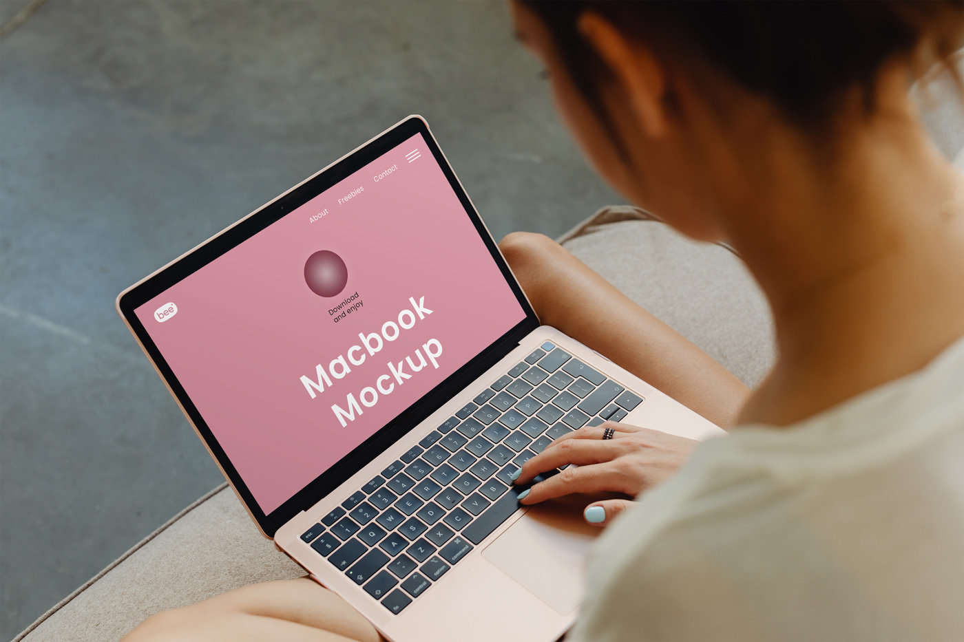 Perspective Vision of Macbook Mockup FREE PSD