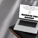 Perspective Vision of MacBook Pro Mockup on Chair