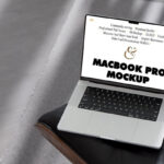 Perspective Vision of MacBook Pro Mockup on Chair