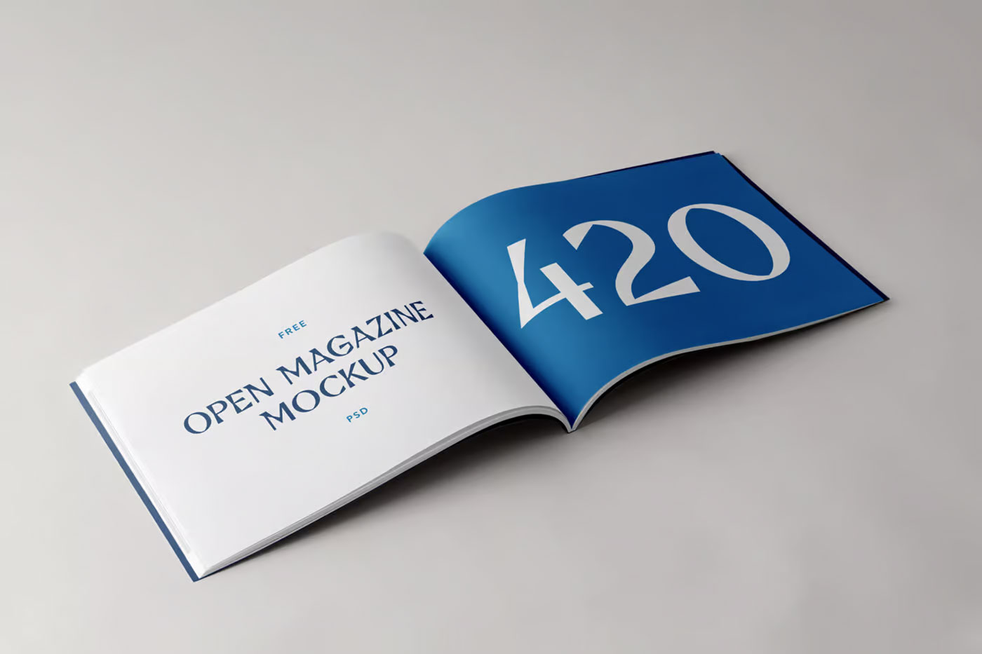 Free Perspective Vision of Open Horizontal Magazine Mockup PSD Template