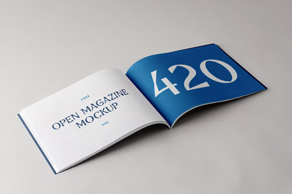 Perspective Vision of Open Horizontal Magazine Mockup