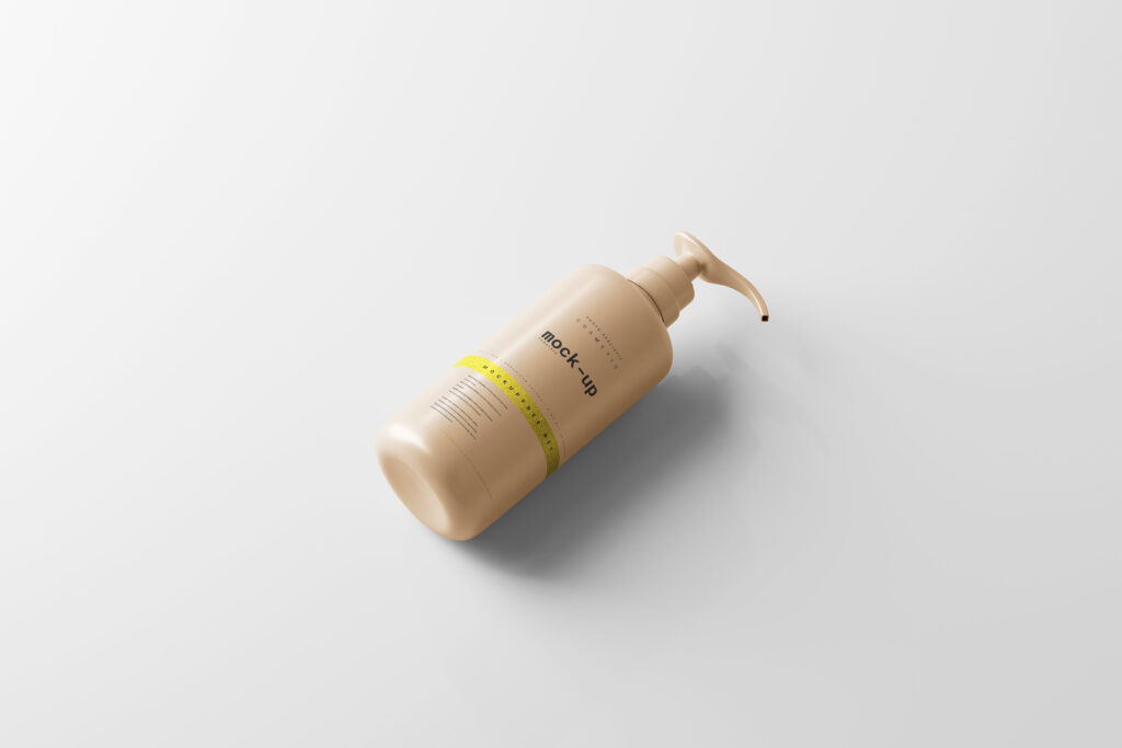 Perspective Vision of Pump Dispenser Bottle Mockup