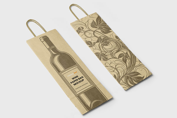 Perspective Wine Paper Bag Mockup