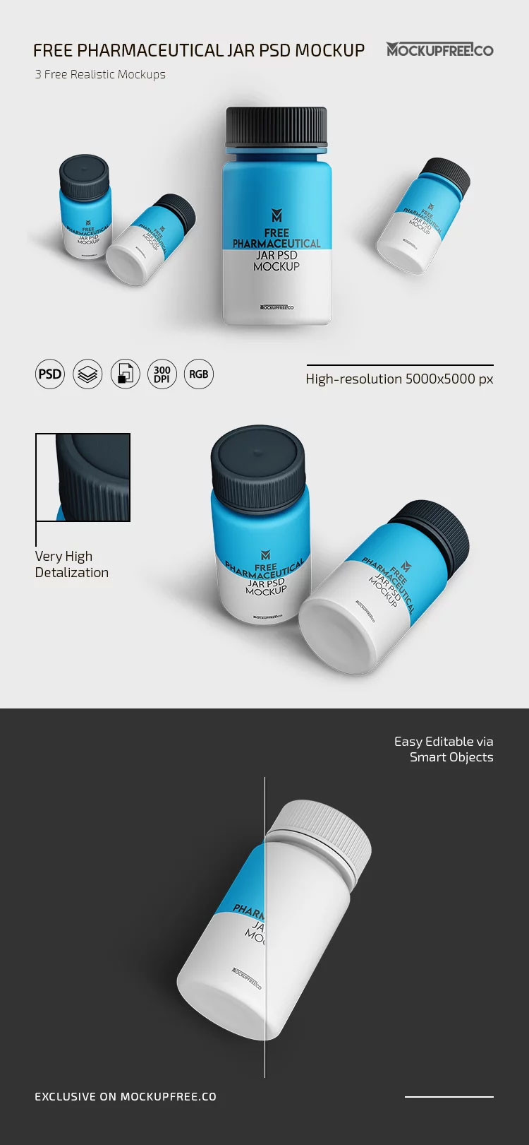 Free Pharmaceutical Jar Mockup PSD Template