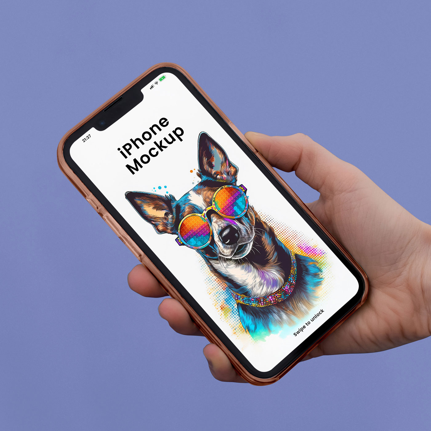 Free Phone Device in Hand Mockup PSD Template