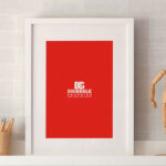 Photo Frame on a Shelf with Pencil and Statue Around Mockup