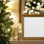 Photo Frame with Christmas Tree Mockup