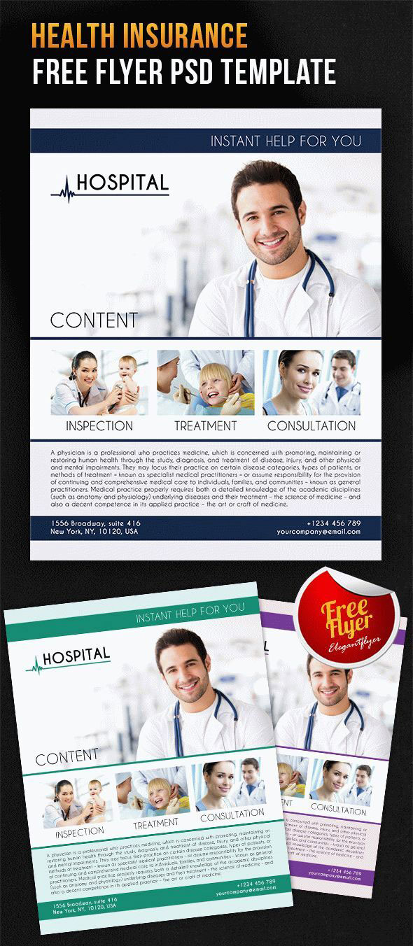 Photo Grid Health Insurance Company Flyer Template FREE PSD
