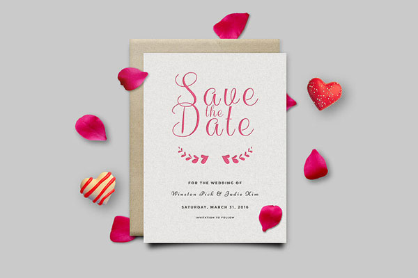 Photo-Realistic Save the Date Invitation Card Mockup