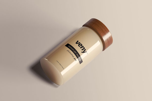 Photorealistic Jar Mockup with Wooden Cap
