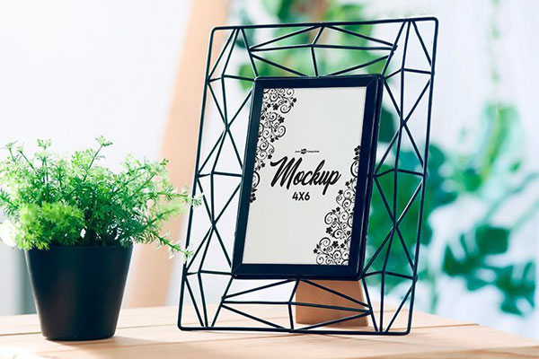 Photorealistic Mockup Showing a Stylish Small Picture Frame