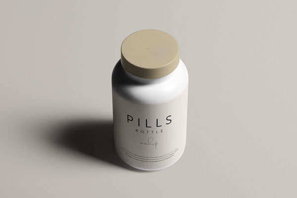 Photorealistic Pills Bottle Mockup with Cap