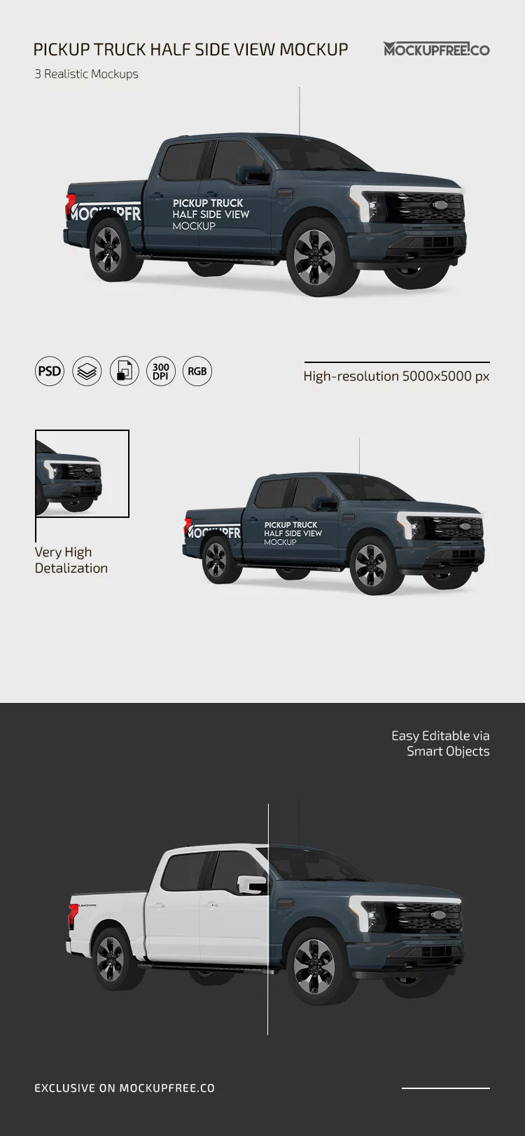 Free Pickup Truck Mockup PSD Template
