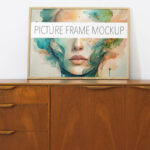 Picture Frame on Vintage Desk Mockup