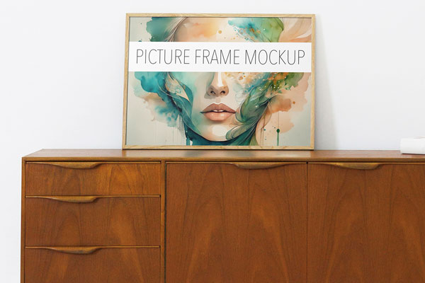 Picture Frame on Vintage Desk Mockup