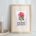 Picture Frame with Candle Mockup