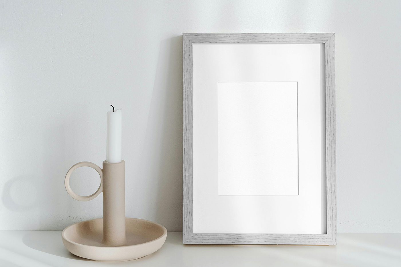 Free Picture Frame with Candle Mockup PSD Template